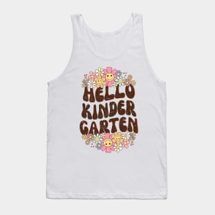 Groovy Hello Kindergarten Vibes Retro Teacher Back To School Tank Top